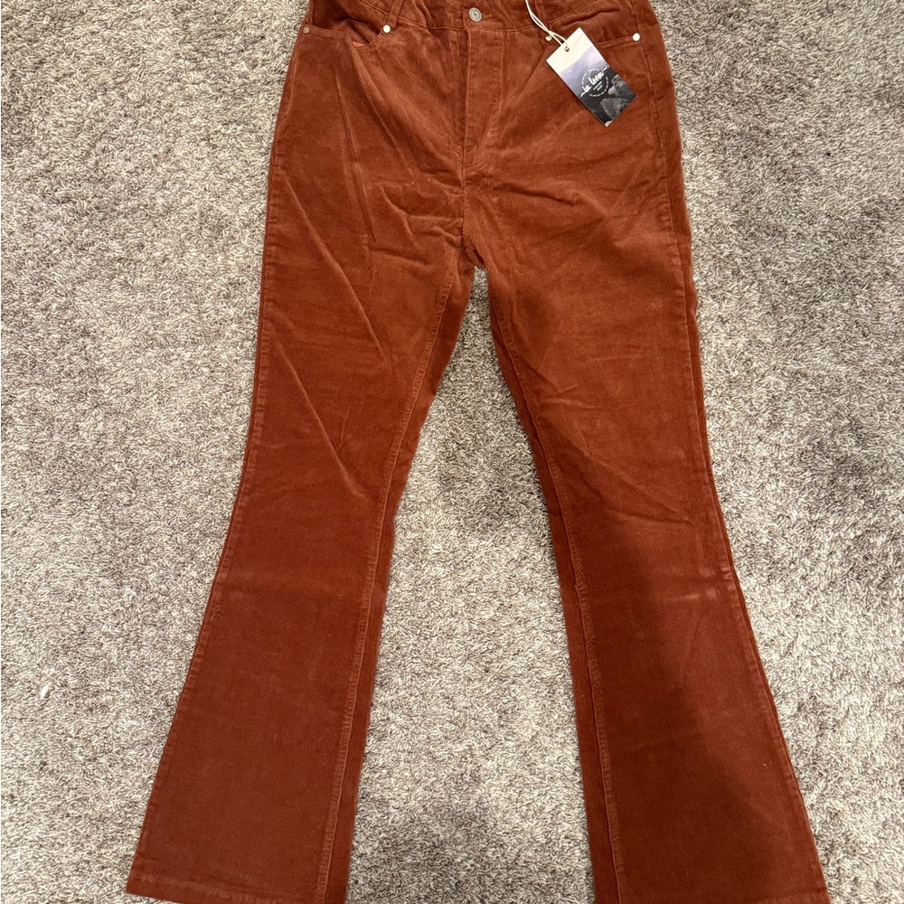 NWT in loom Brown/Rust Corduroy Flare Pants